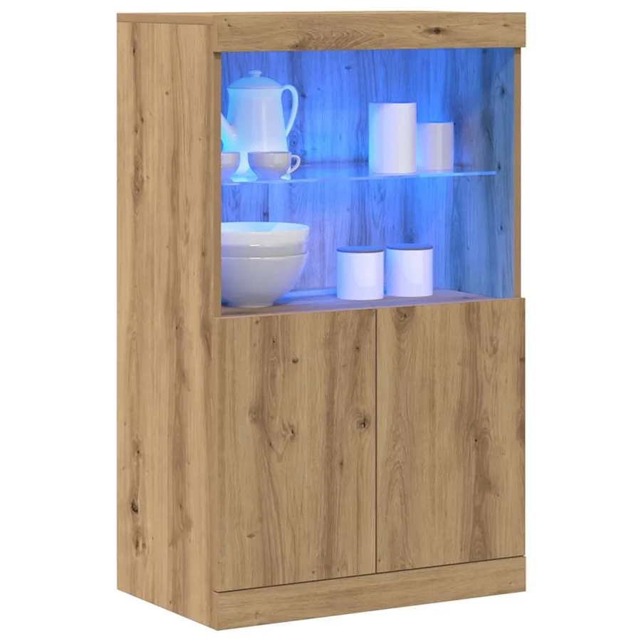 Buffet LED Marron 60 x 37 x 100 cm Bois d'ingénierie - 3