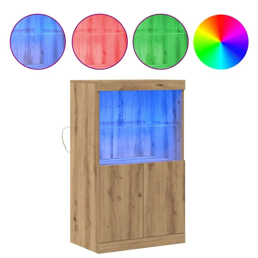 Buffet LED Marron 60 x 37 x 100 cm Bois d'ingénierie - 4