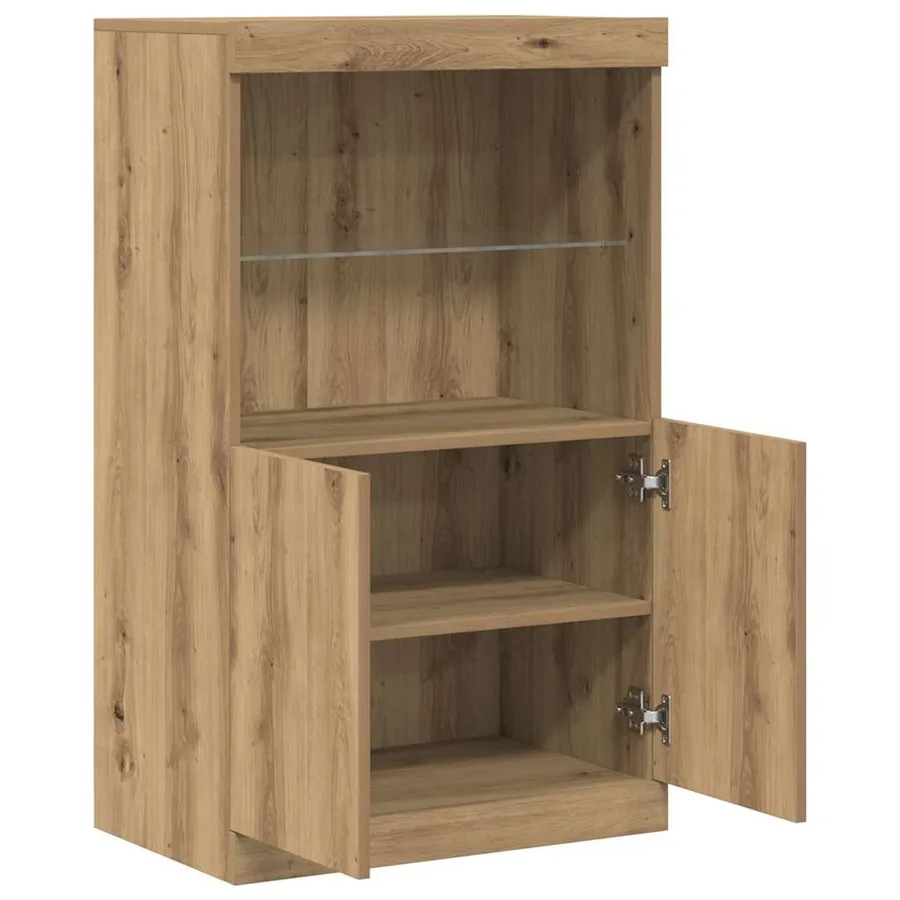 Buffet LED Marron 60 x 37 x 100 cm Bois d'ingénierie - 6