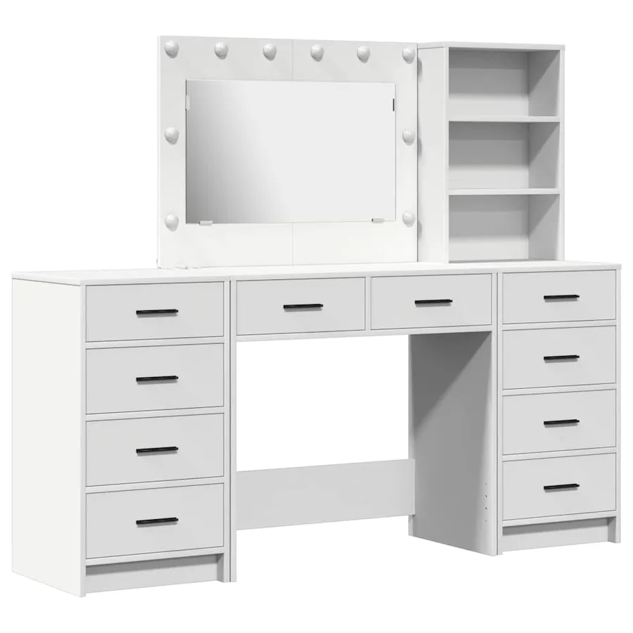 Table de Toilette avec tiroir 3 pcs Blanc Bois d'ingénierie - 2