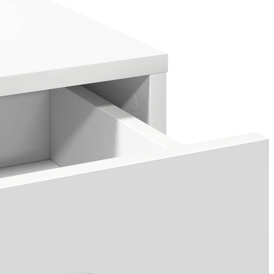 Table de Toilette avec tiroir 3 pcs Blanc Bois d'ingénierie - 9