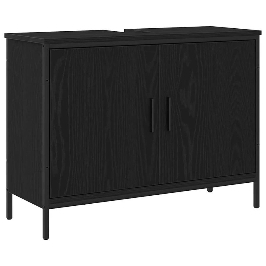 Meuble de Lavabo de Salle de Bain Chêne noir 80 x 30 x 60 cm - 2