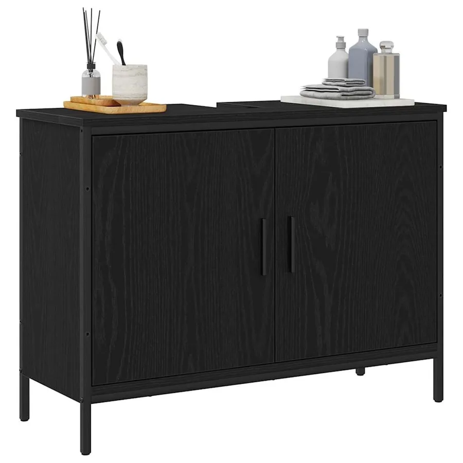 Meuble de Lavabo de Salle de Bain Chêne noir 80 x 30 x 60 cm - 3