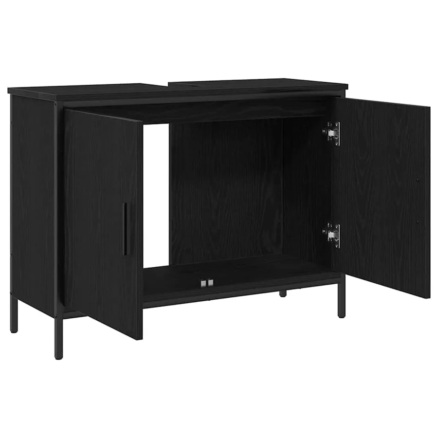 Meuble de Lavabo de Salle de Bain Chêne noir 80 x 30 x 60 cm - 5