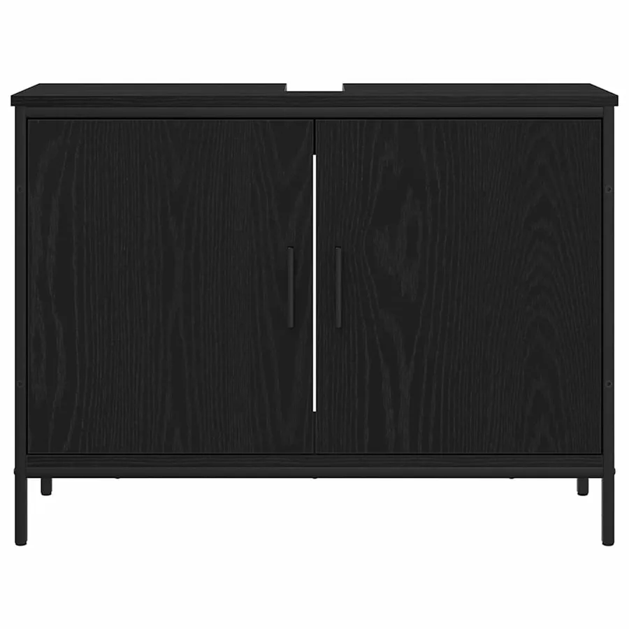 Meuble de Lavabo de Salle de Bain Chêne noir 80 x 30 x 60 cm - 6