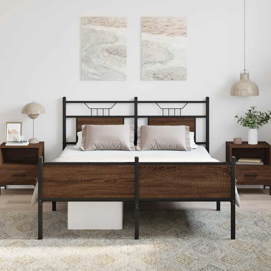 Cadre de lit sans matelas chêne marron 137x190 cm - 4