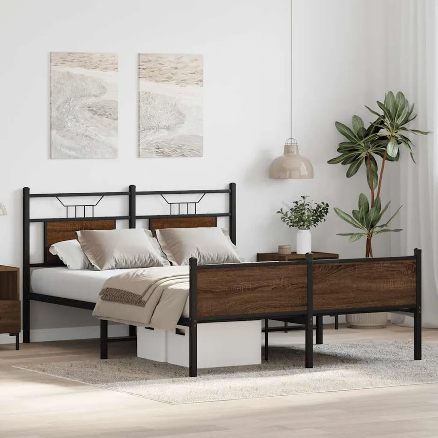 Cadre de lit sans matelas chêne marron 137x190 cm - 5