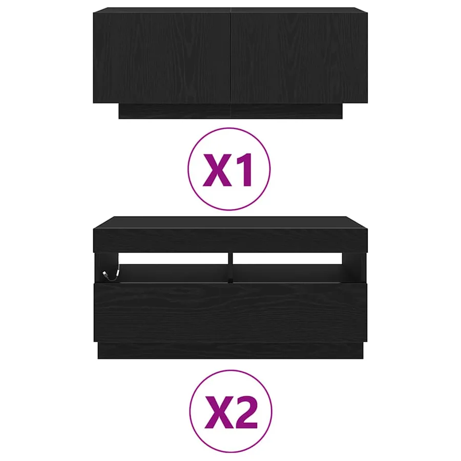 Ensemble meuble TV Montage mural 3 pcs Noir 260 x 35 x 40 cm - 8