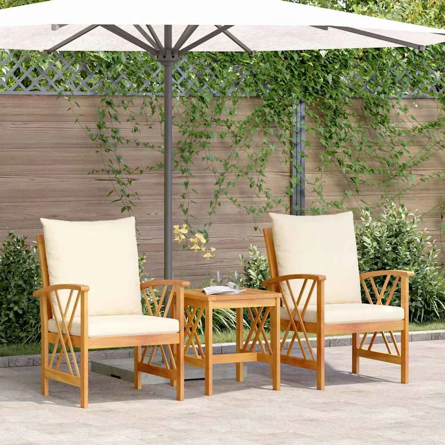 Ensemble de canapé de jardin avec coussin 3 pcs Huile Naturelle