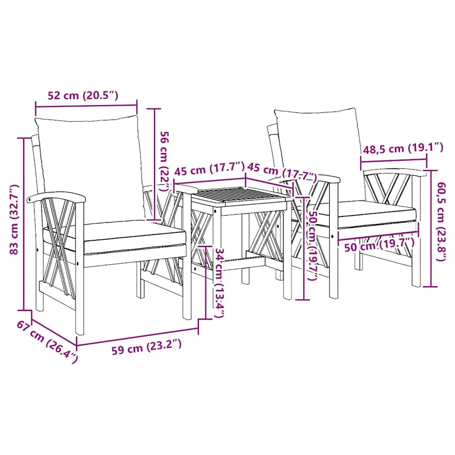 Ensemble de canapé de jardin avec coussin 3 pcs Huile Naturelle - 10
