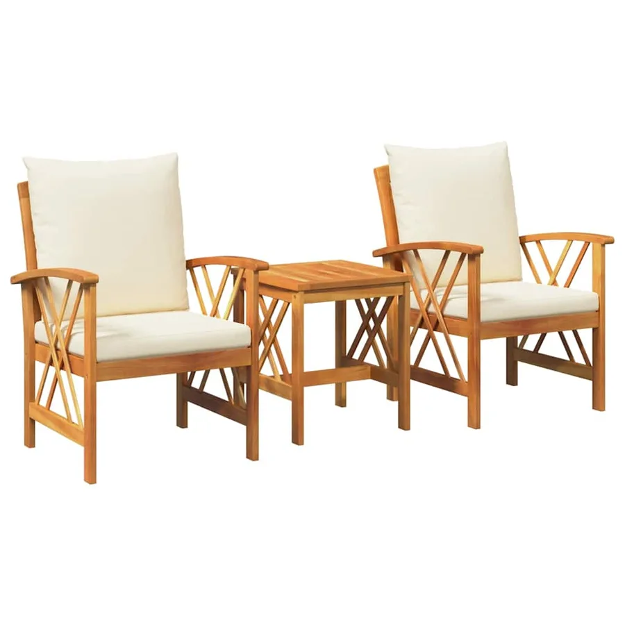 Ensemble de canapé de jardin avec coussin 3 pcs Huile Naturelle - 2