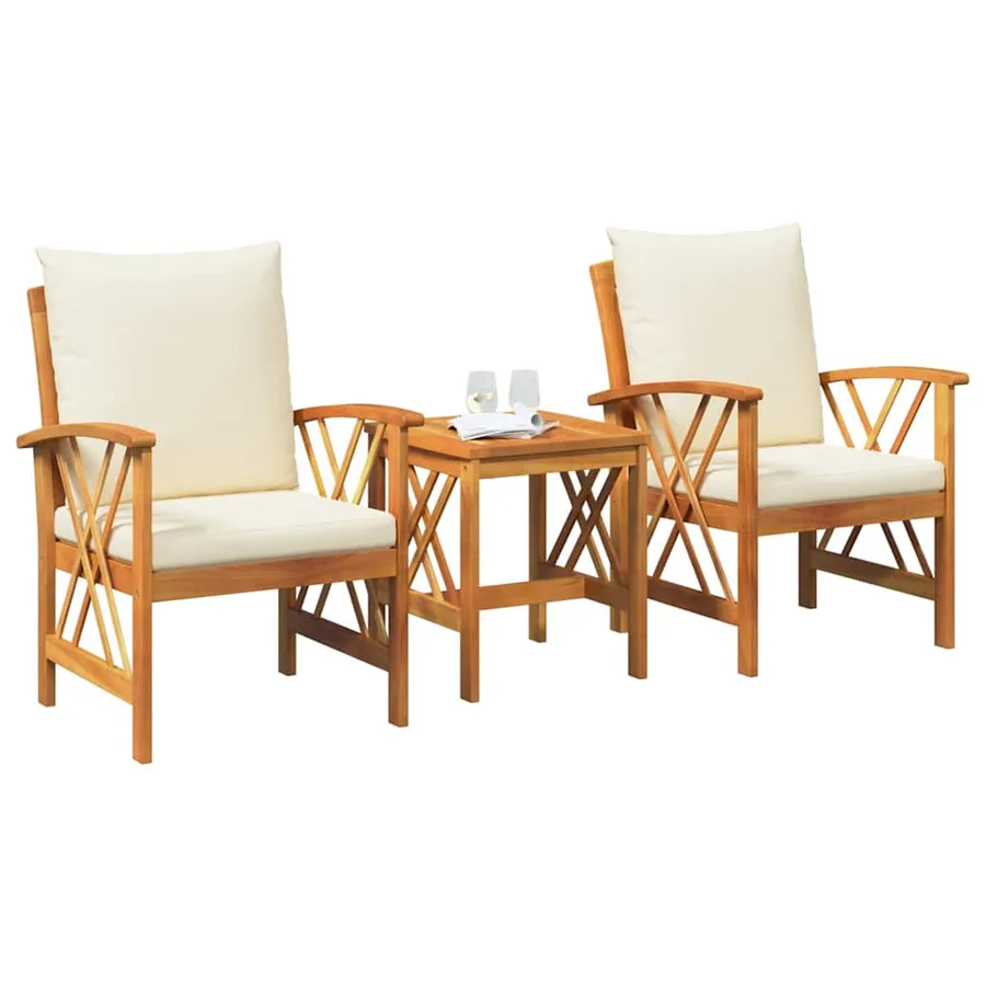 Ensemble de canapé de jardin avec coussin 3 pcs Huile Naturelle - 3