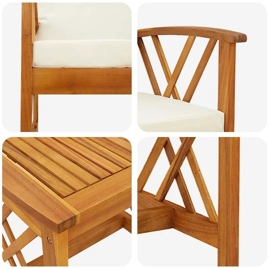 Ensemble de canapé de jardin avec coussin 3 pcs Huile Naturelle - 9