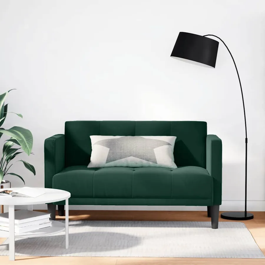 Canapé deux places vert foncé 111 cm velours