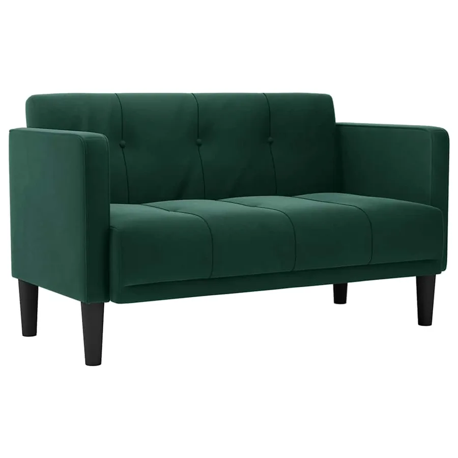 Canapé deux places vert foncé 111 cm velours - 2