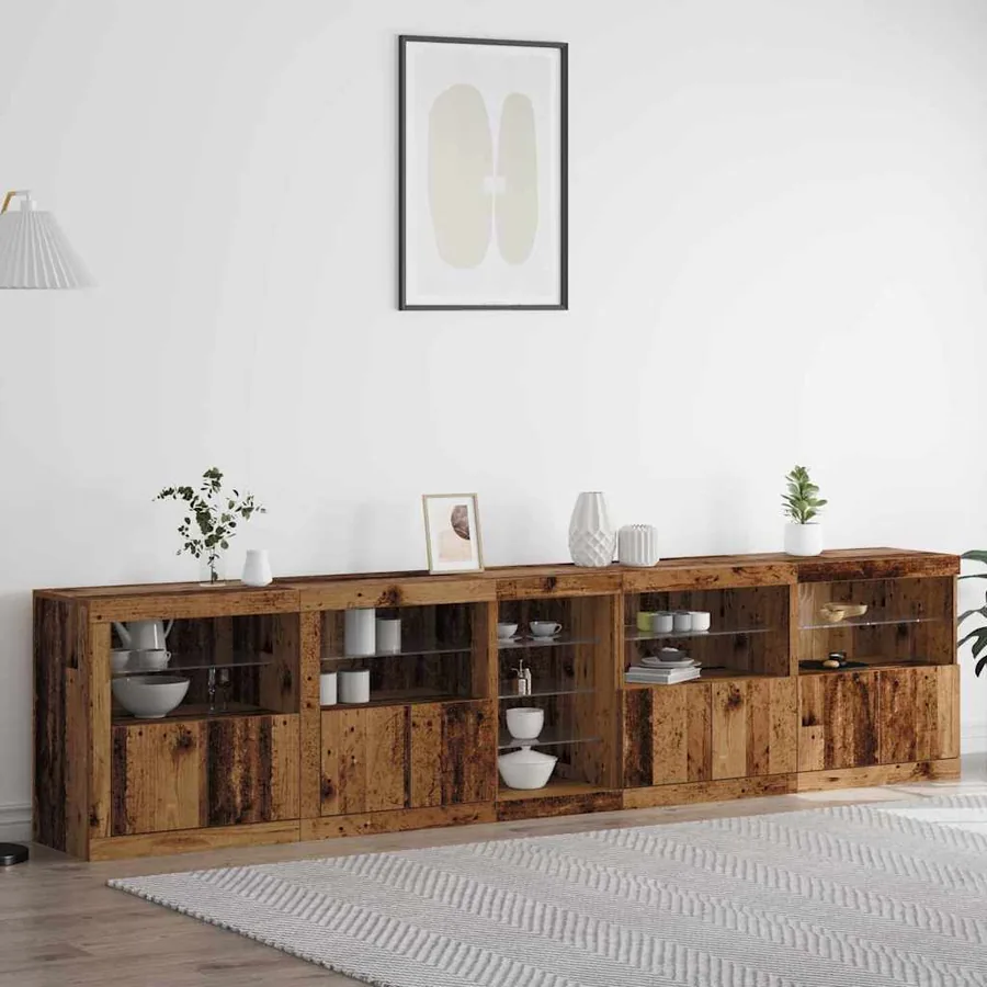 Buffet LED Bois ancien 283 x 37 x 67 cm Bois d'ingénierie