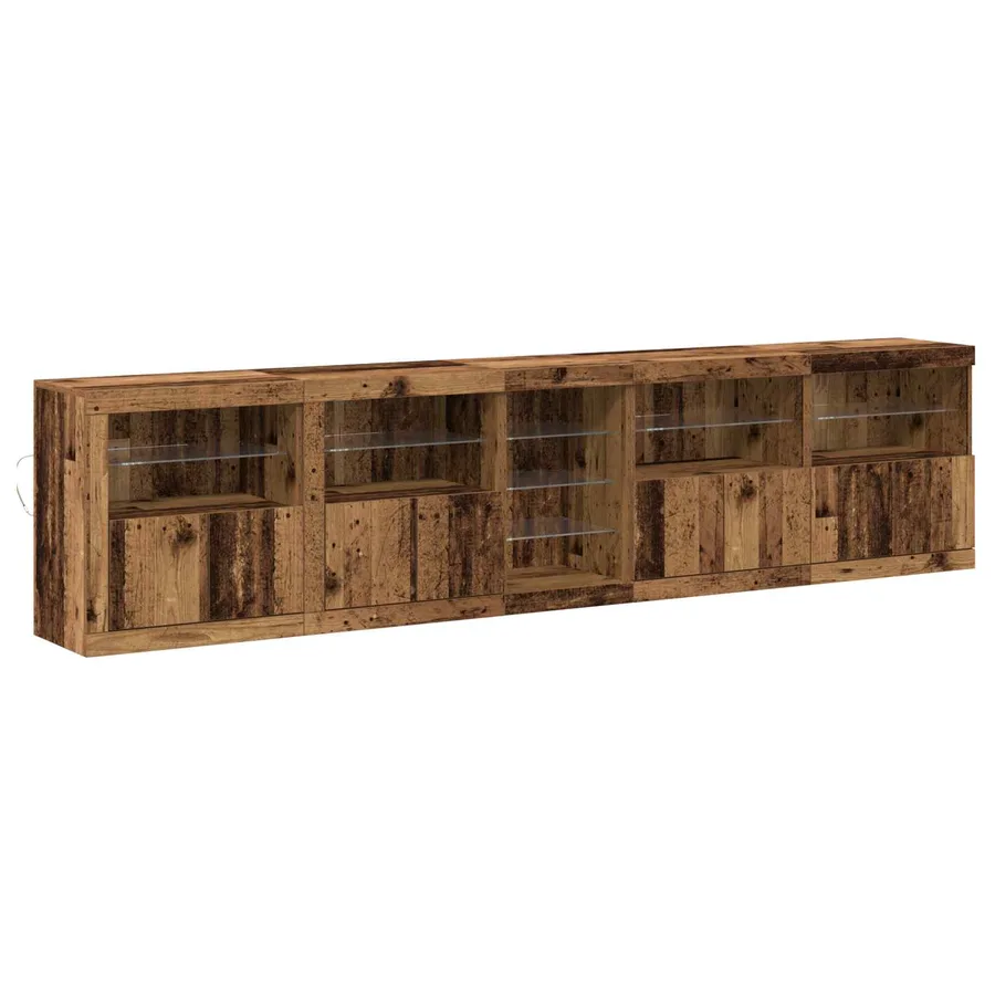Buffet LED Bois ancien 283 x 37 x 67 cm Bois d'ingénierie - 2