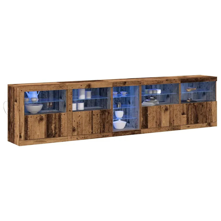 Buffet LED Bois ancien 283 x 37 x 67 cm Bois d'ingénierie - 3