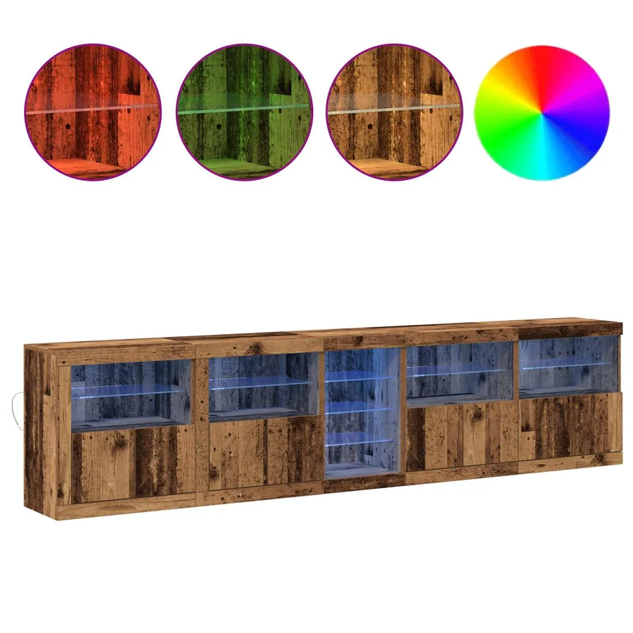 Buffet LED Bois ancien 283 x 37 x 67 cm Bois d'ingénierie - 4