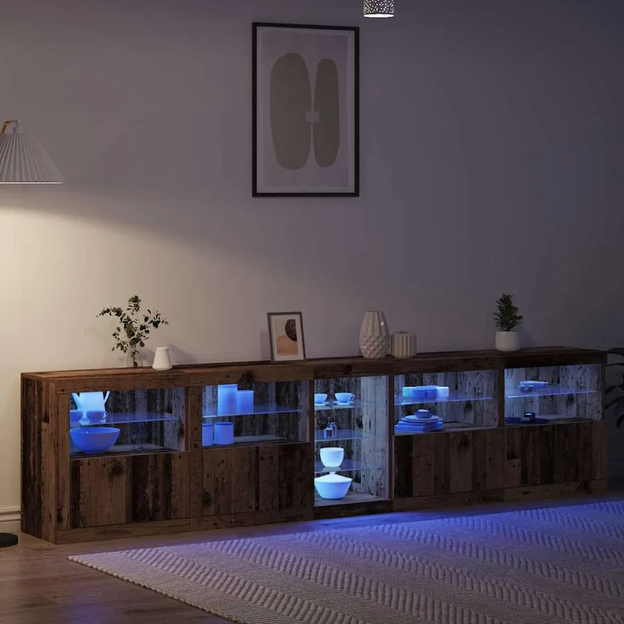 Buffet LED Bois ancien 283 x 37 x 67 cm Bois d'ingénierie - 5
