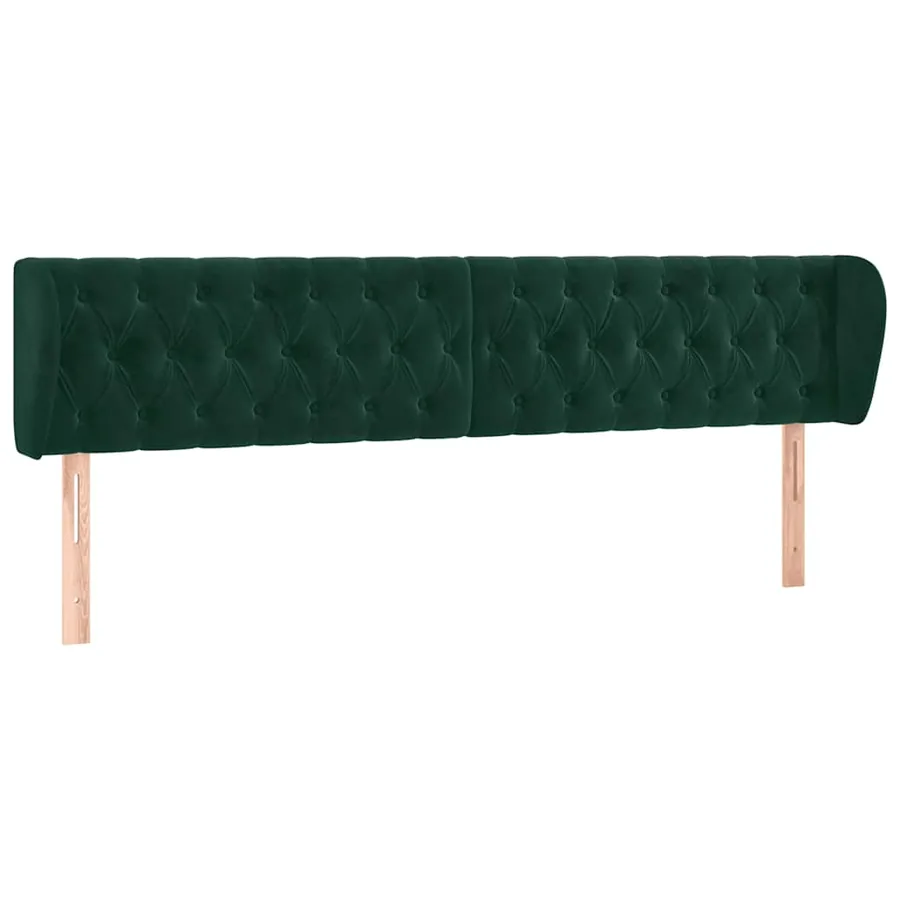 Tête de lit avec oreilles Vert foncé 183x23x78/88 cm Velours - 2