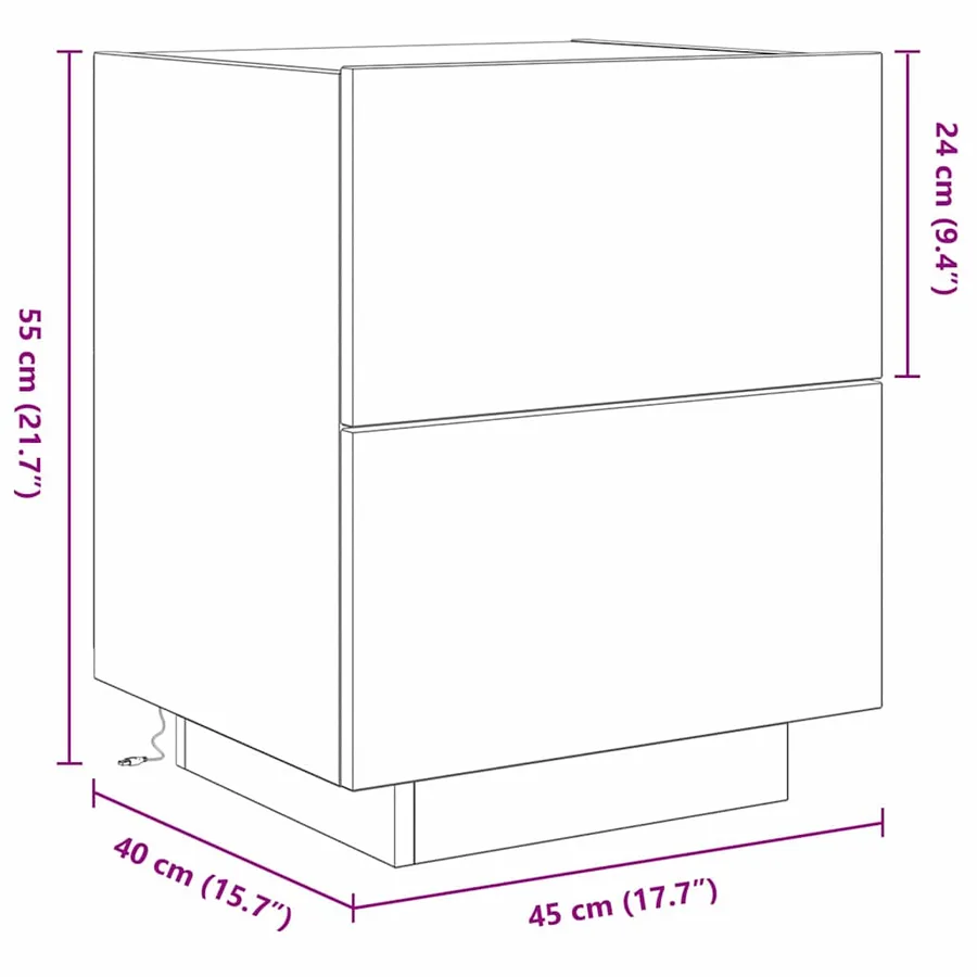 Cabinet de chevet 2 pc Chêne artisanal 45 x 40 x 55 cm - 16