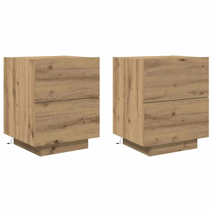 Cabinet de chevet 2 pc Chêne artisanal 45 x 40 x 55 cm - 2
