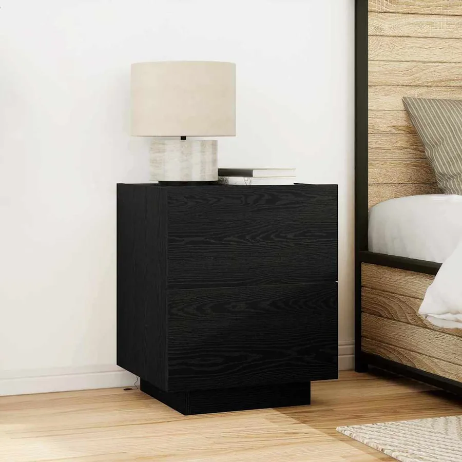 Cabinet de chevet avec tiroir 2 pcs Chêne noir 45 x 40 x 55 cm
