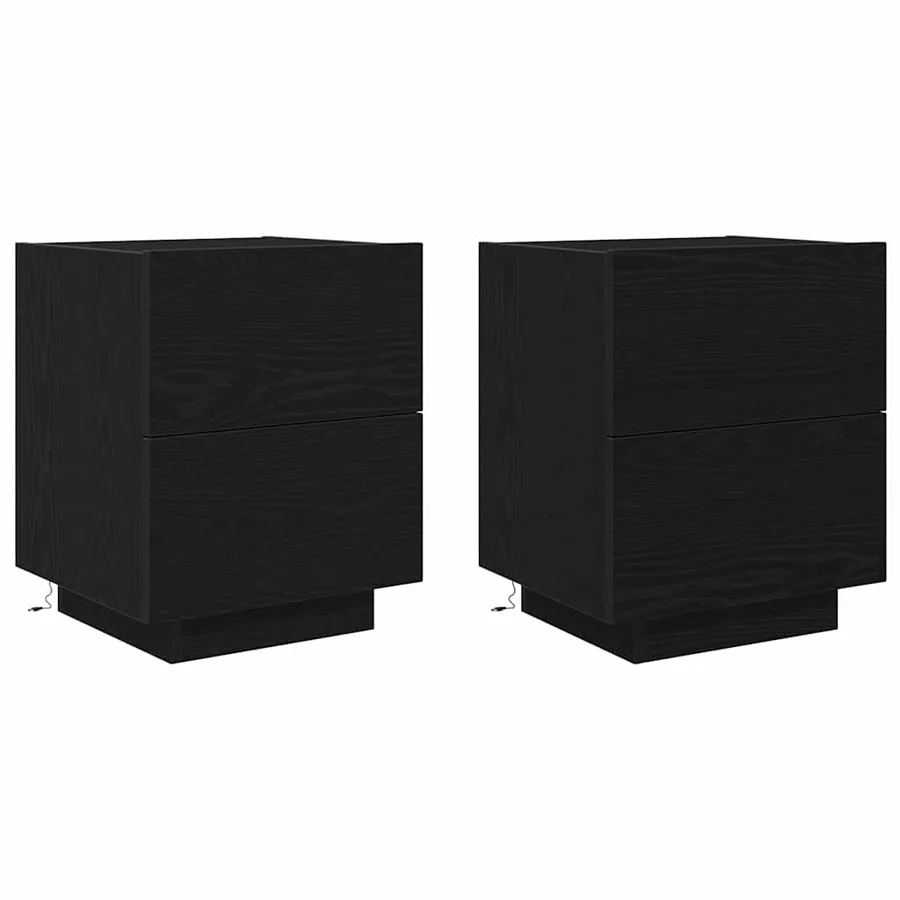 Cabinet de chevet avec tiroir 2 pcs Chêne noir 45 x 40 x 55 cm - 2