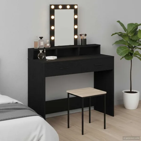 Table de Toilette Noir 100 x 41 x 140 cm Bois d'ingénierie