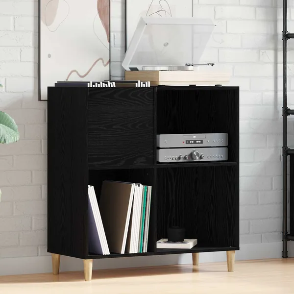 Meuble à vinyles Chêne noir 84,5 x 38 x 89 cm Bois d'ingénierie
