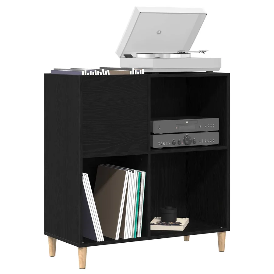 Meuble à vinyles Chêne noir 84,5 x 38 x 89 cm Bois d'ingénierie - 3