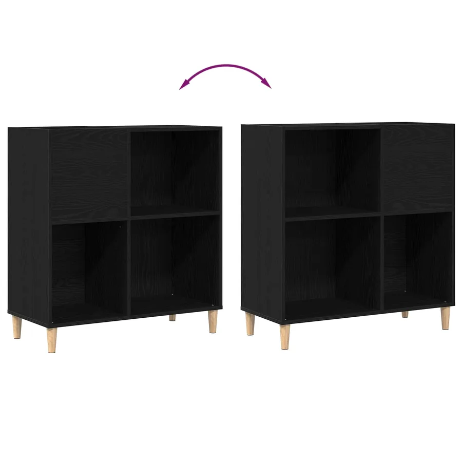 Meuble à vinyles Chêne noir 84,5 x 38 x 89 cm Bois d'ingénierie - 9