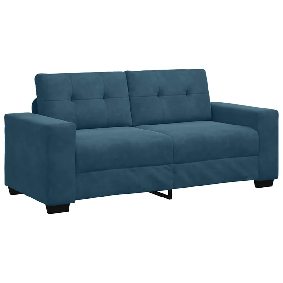 Canapé deux places bleu 180x77x82 cm velours - 2