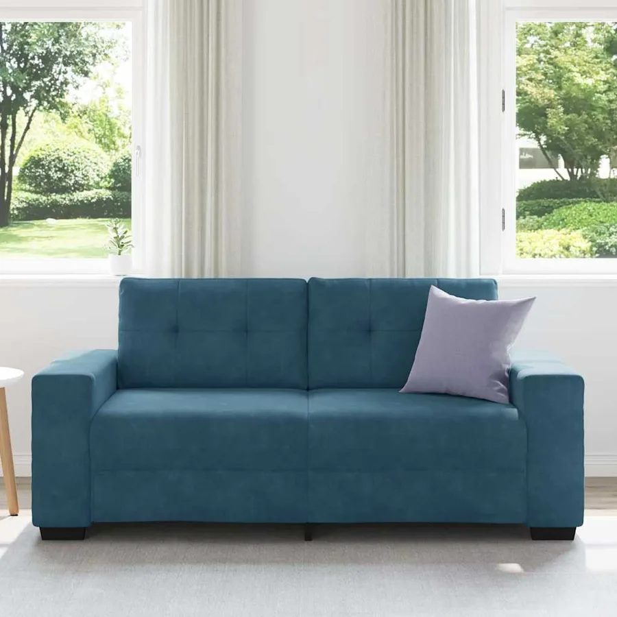 Canapé deux places bleu 180x77x82 cm velours - 3