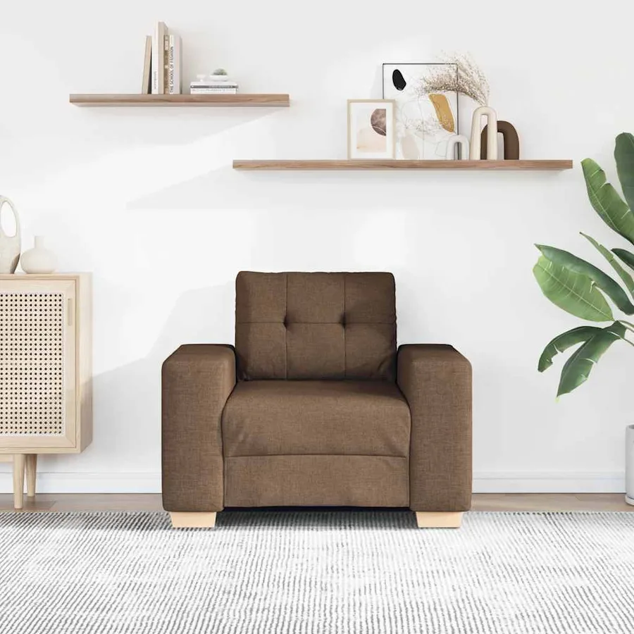 Fauteuil canapé marron 100x78x80 cm en tissu - 3