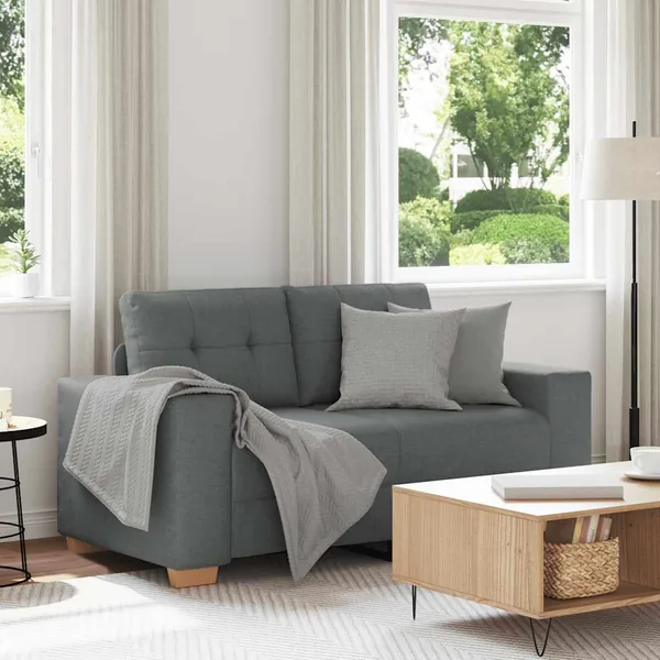 Canapé deux places gris foncé 160 x 77 x 82 cm en tissu