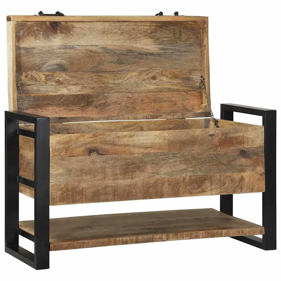 Boîte de rangement avec stockage Marron Bois de manguier massif - 2
