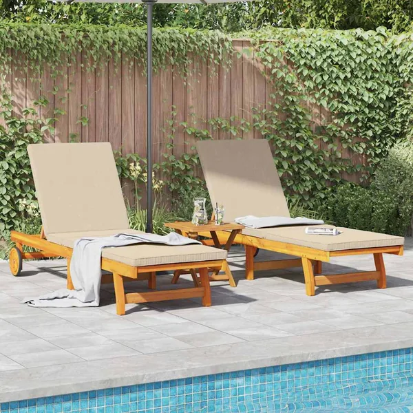 Transat 2-personne 2 pcs Marron Bois d'Acacia Massif
