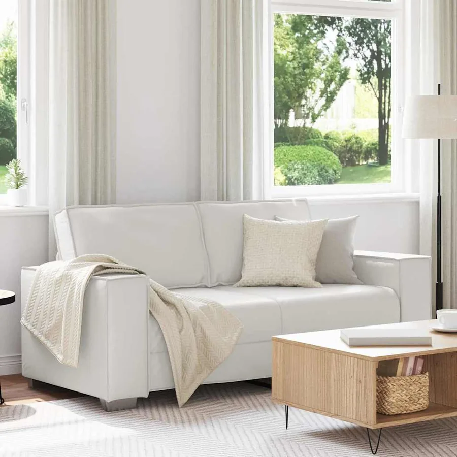 Canapé deux places Blanc 180 cm Simili cuir