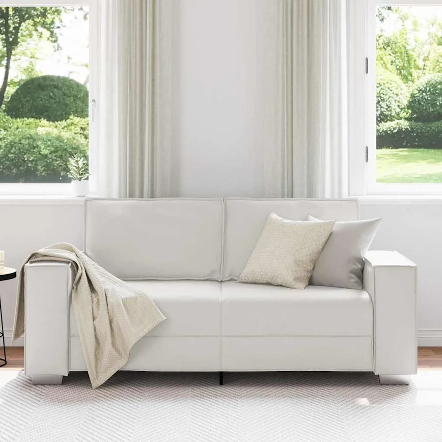 Canapé deux places Blanc 180 cm Simili cuir - 3