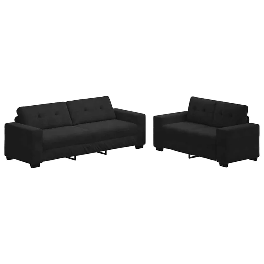 Ensemble canapé 2 pcs avec coussins velours noir - 2