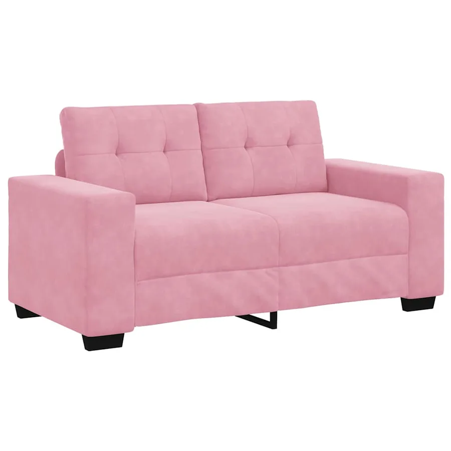Ensemble canapé 2 pièces avec coussins rose velours - 4