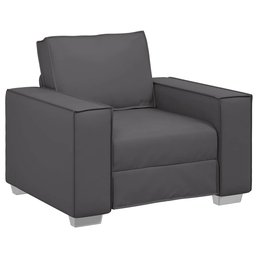 Fauteuil Gris 100 cm Simili cuir - 2