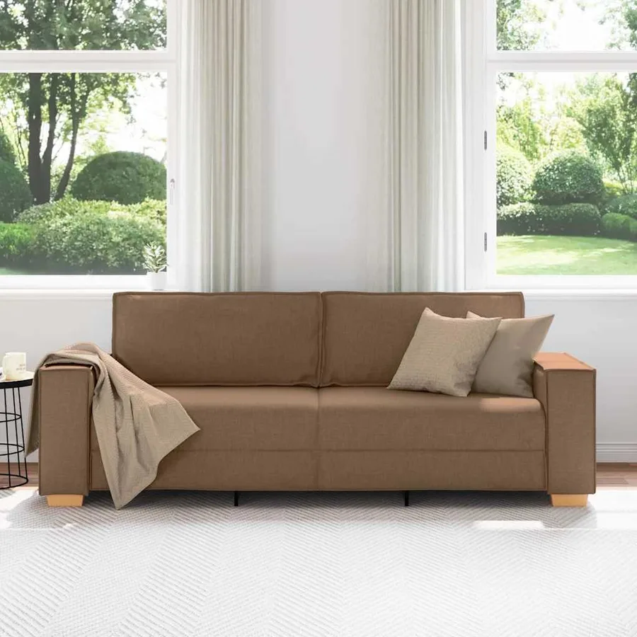 Canapé 3 places Marron 180 cm Tissu - 3