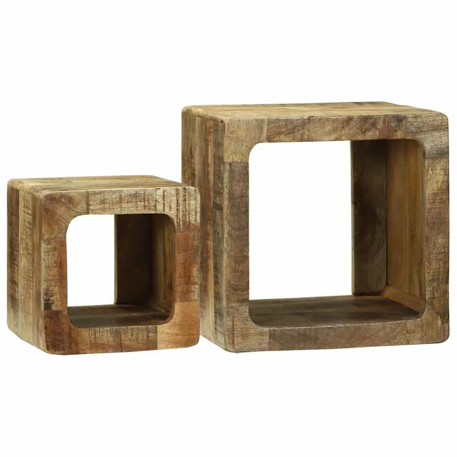 Unites TV 2 pcs Marron 36 x 30 x 36 cm Bois de mangue massif