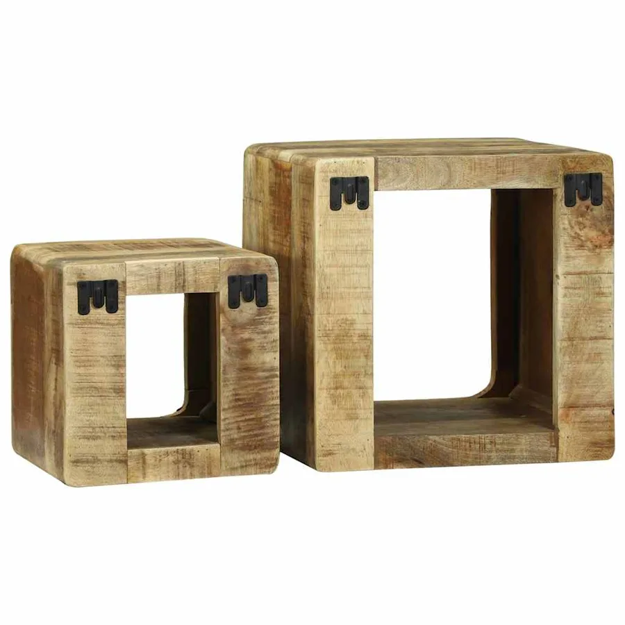 Unites TV 2 pcs Marron 36 x 30 x 36 cm Bois de mangue massif - 7