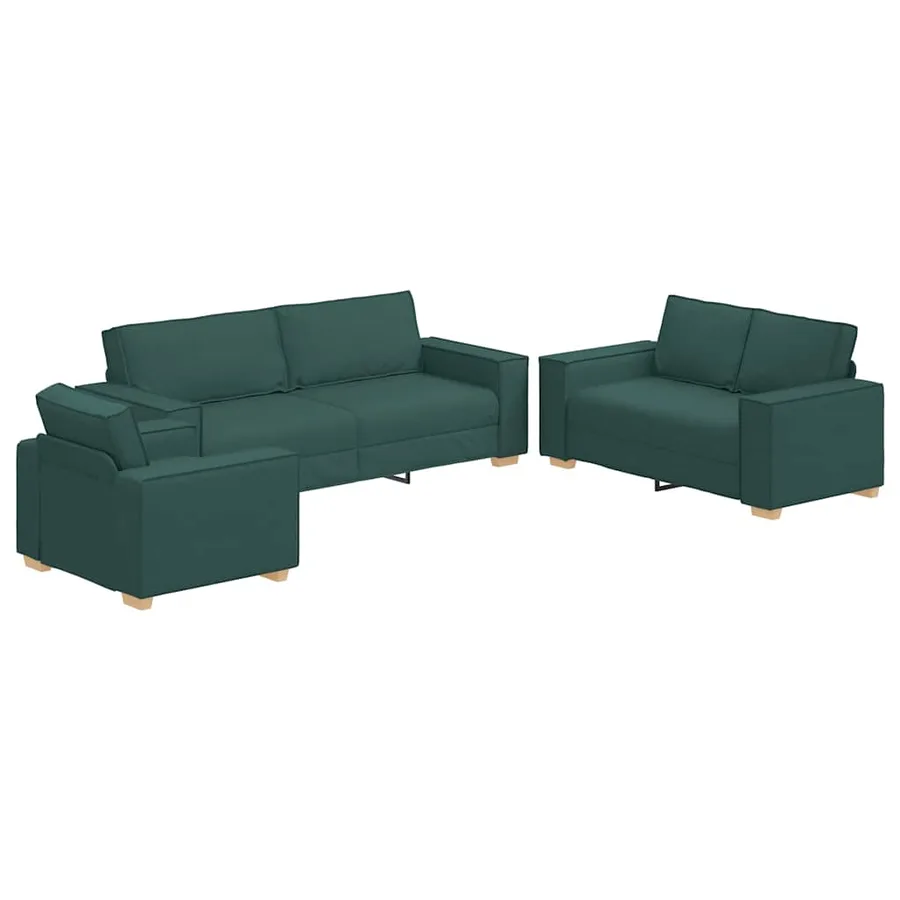 Canapé 3 pcs Vert foncé 220 x 80 x 84 cm Tissu en lin mélangé - 2