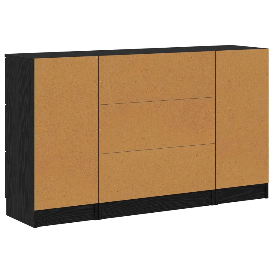 Buffet avec tiroir 3 pcs Chêne noir Bois d'ingénierie - 10