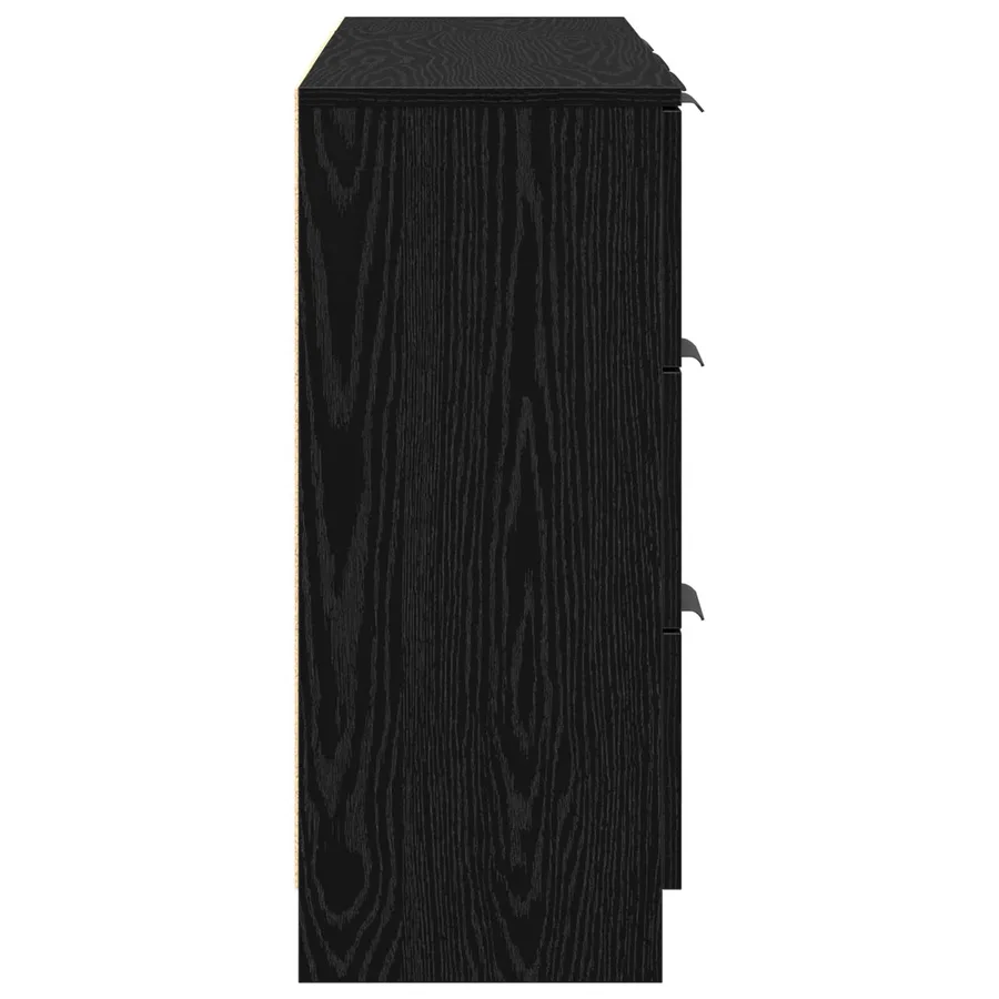 Buffet avec tiroir 3 pcs Chêne noir Bois d'ingénierie - 9